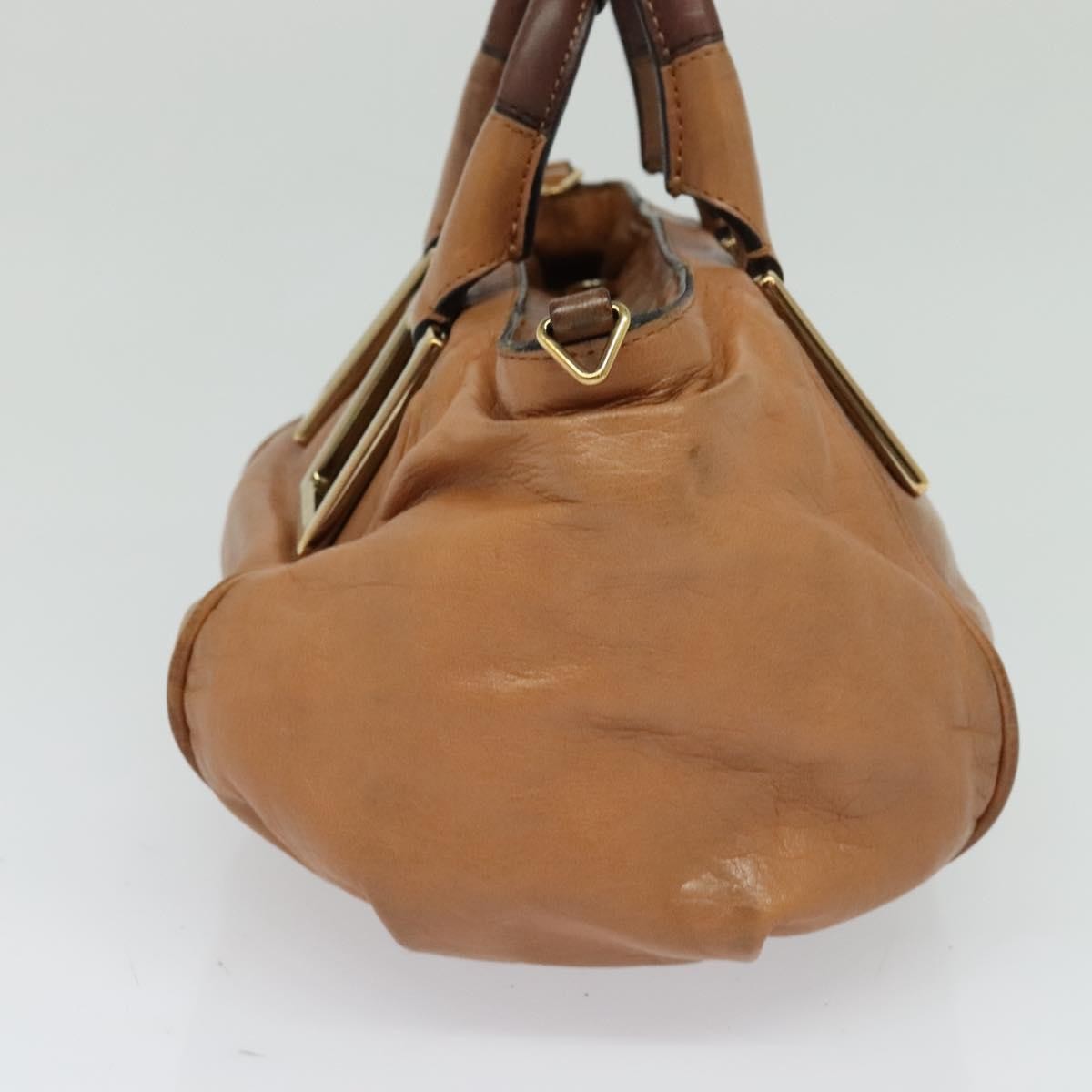 Chloé Chloé Chloe Hand Bag Leather 2way Brown Gold Authentic BA590