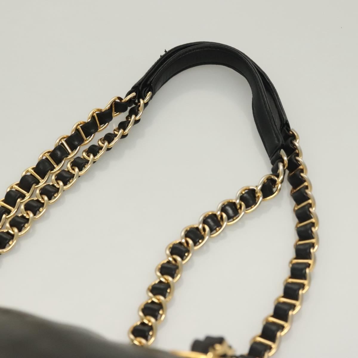 Prada PRADA Chain Shoulder Bag Leather Black Gold Authentic yk18939