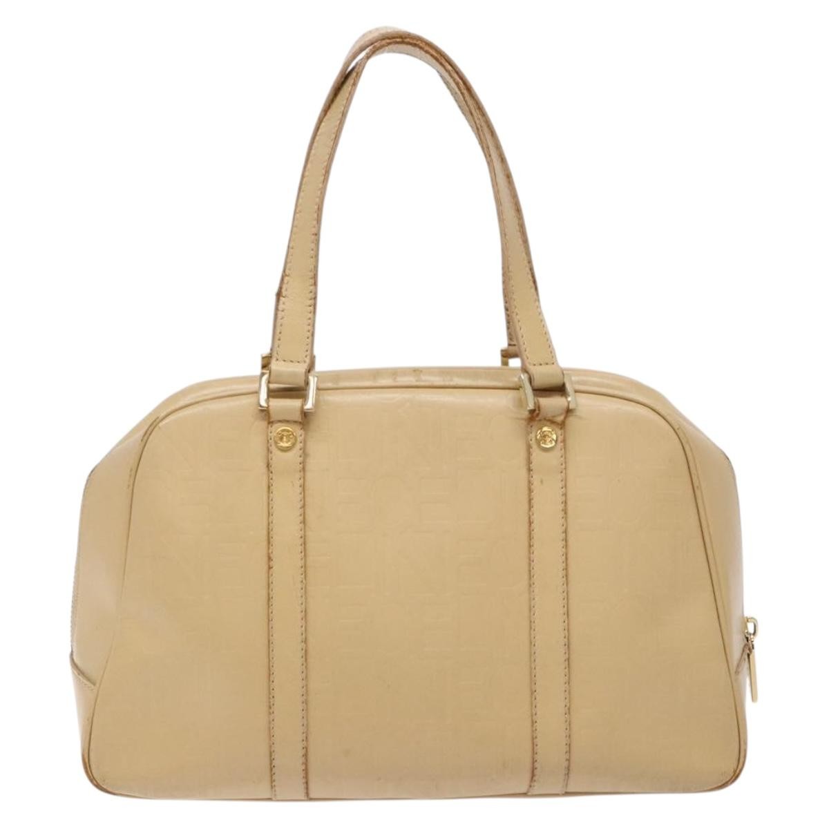 Celine CELINE Hand Bag Leather Beige Gold Authentic bs28305