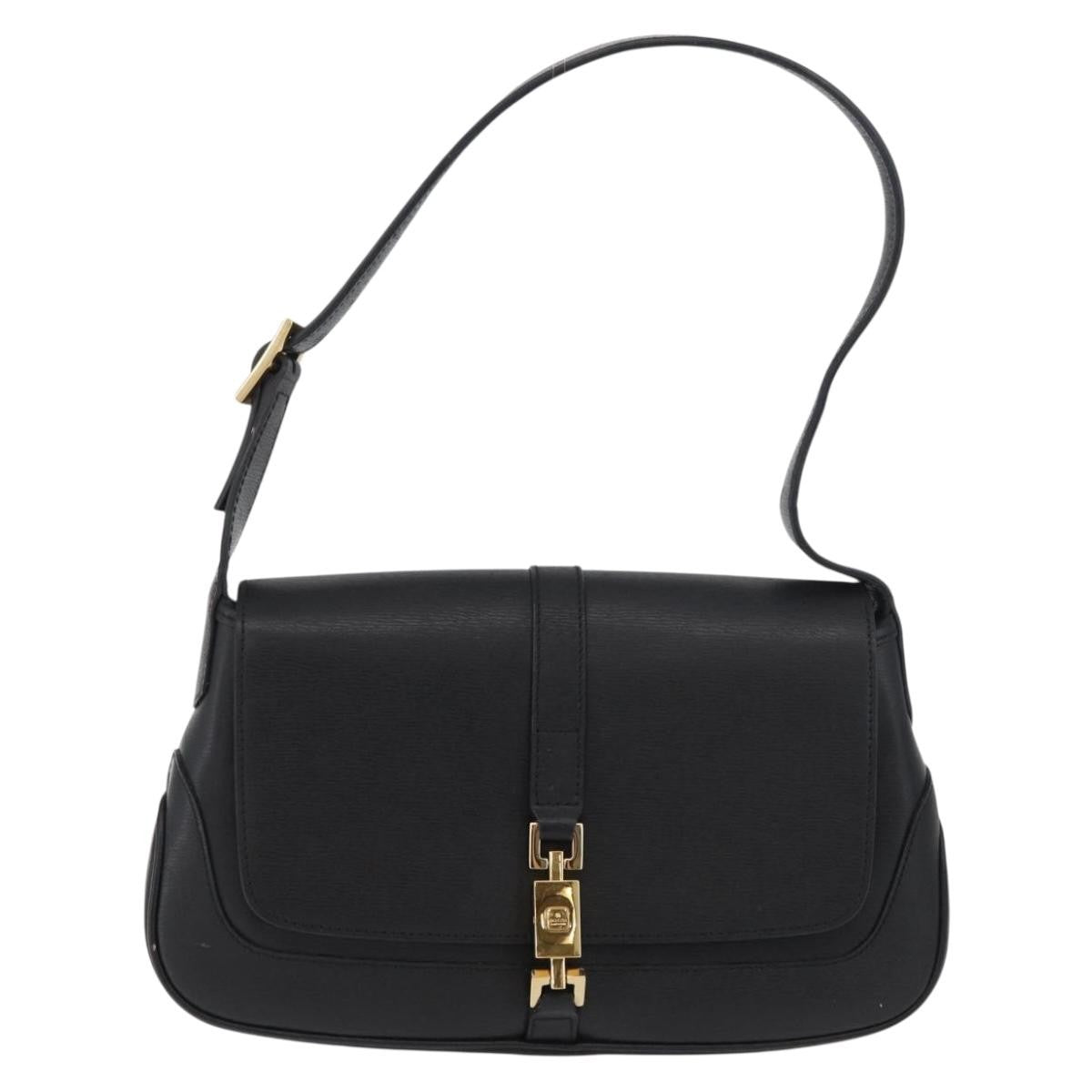 Gucci GUCCI Jackie Shoulder Bag Leather Black Gold 001 3824 Authentic yk20433