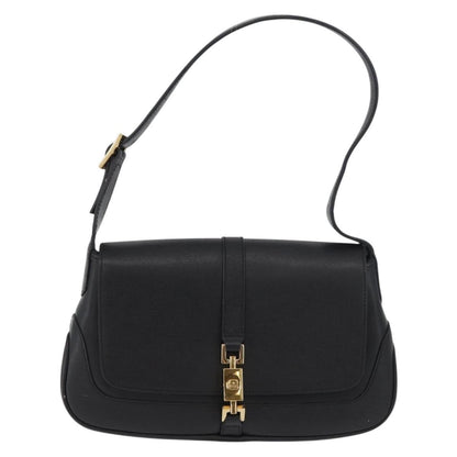 Gucci GUCCI Jackie Shoulder Bag Leather Black Gold 001 3824 Authentic yk20433