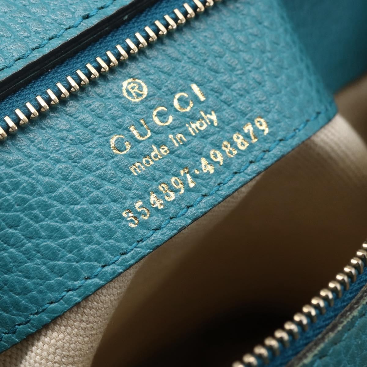 Gucci GUCCI Tote Bag Leather Navy Gold 354397 Authentic 152574