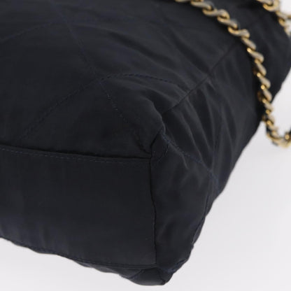 Prada PRADA Chain Shoulder Bag Nylon Navy Gold Authentic ka893