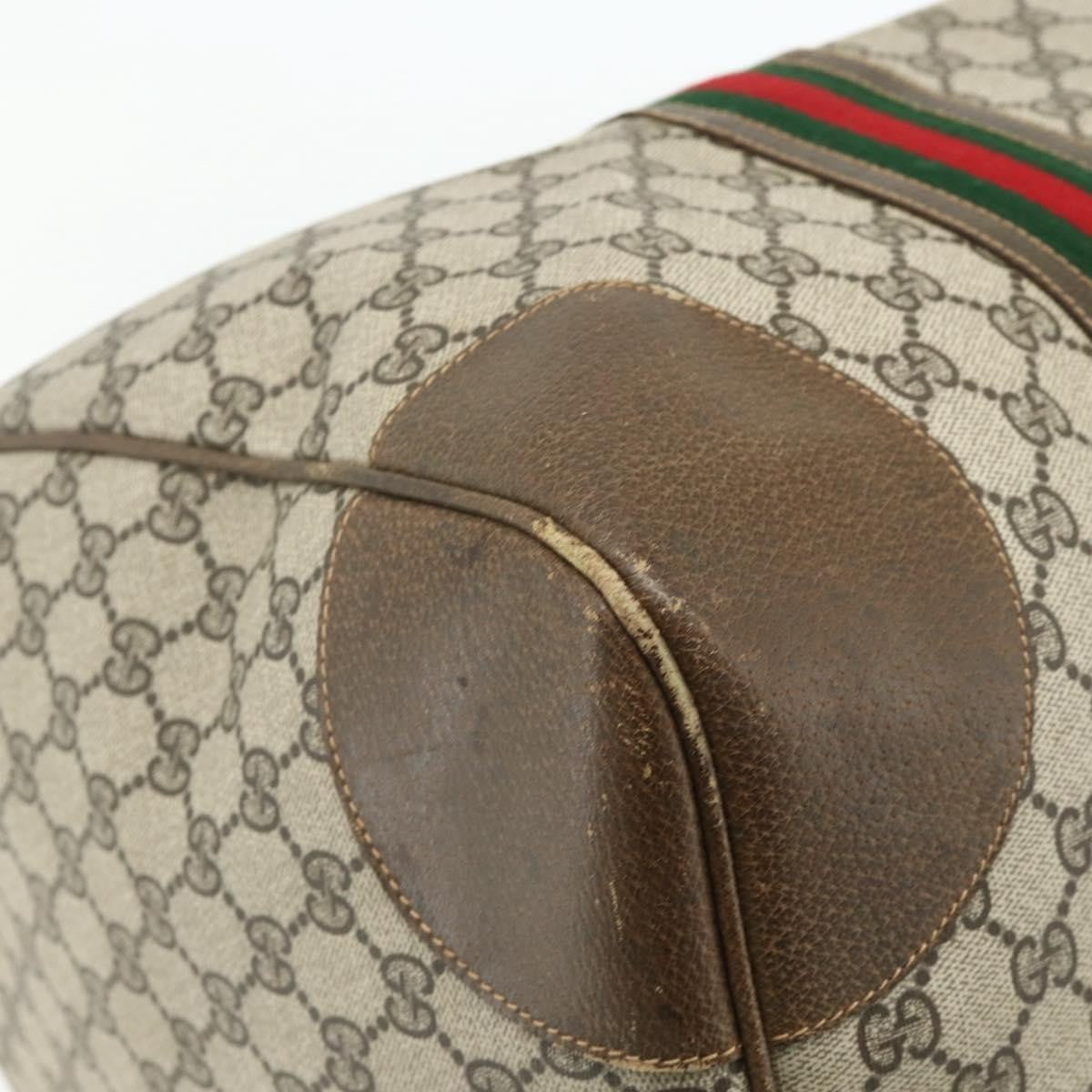 Gucci GUCCI GG Supreme Web Sherry Line Bag PVC Beige Gold 001 25 424 Authentic mr1686