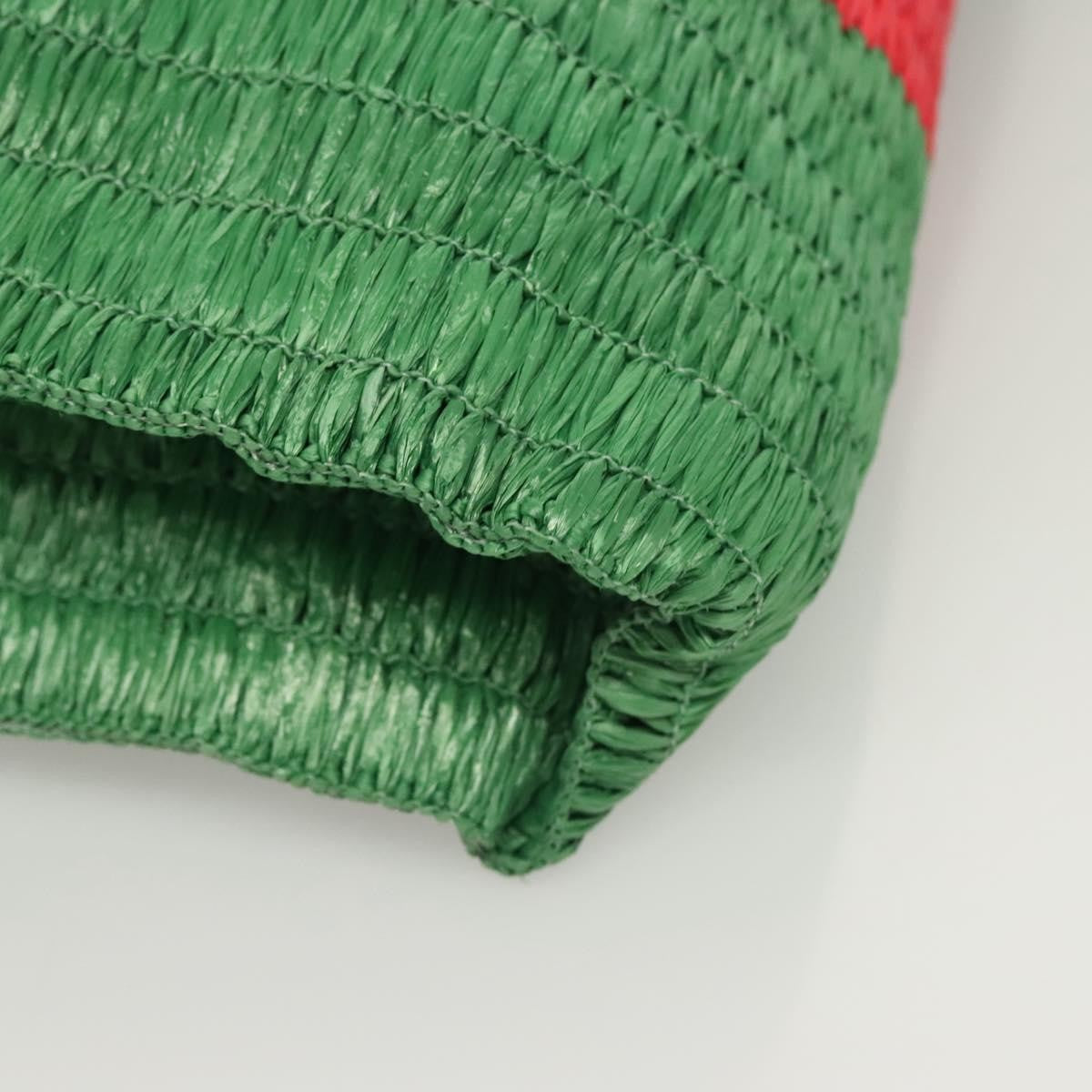 Gucci GUCCI Hand Bag Straw Green Red 524810 Authentic bs26626