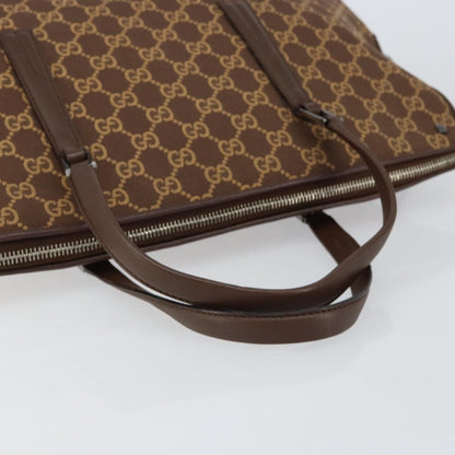 Gucci GUCCI GG Canvas Hand Bag Leather Brown Gold Authentic 149459