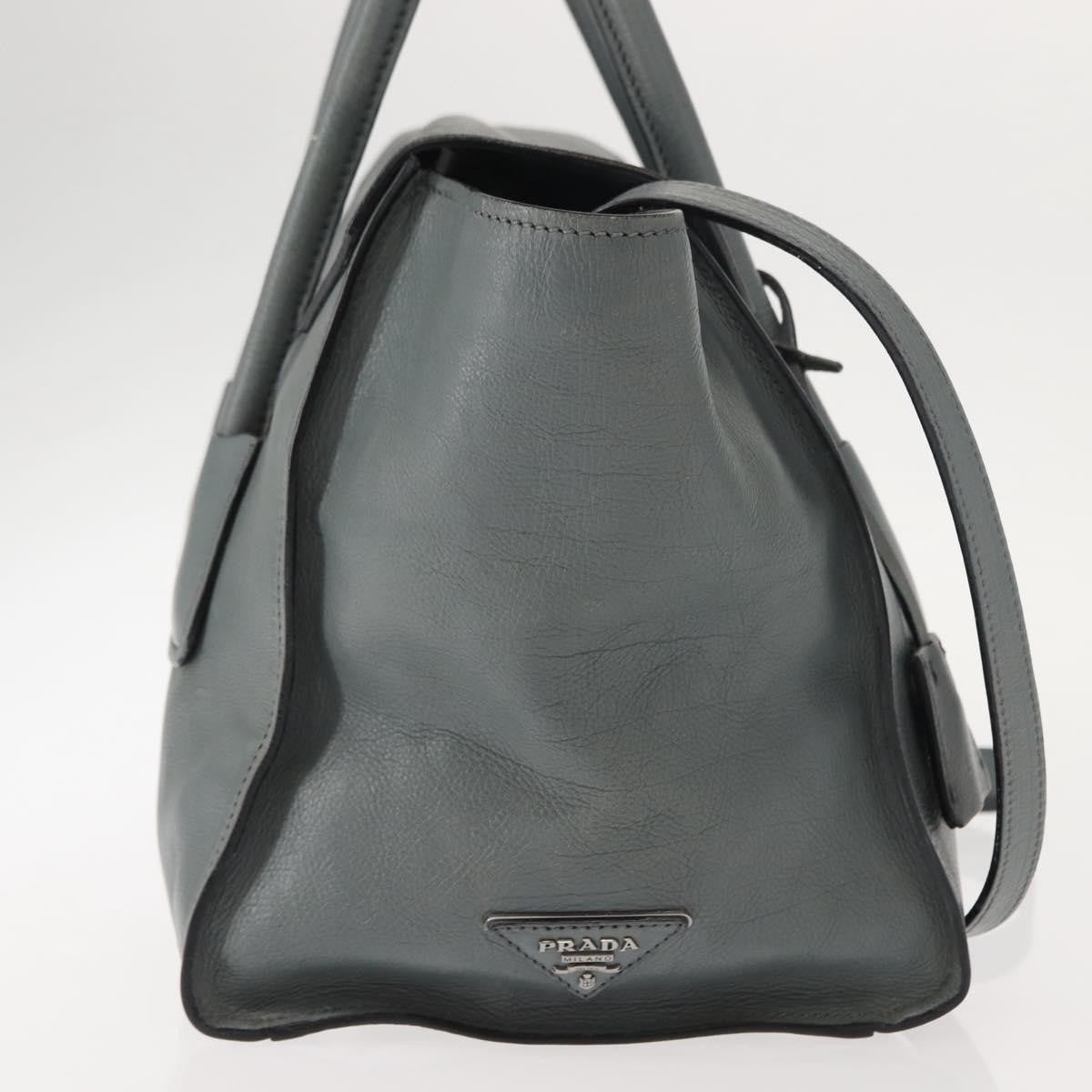 Prada PRADA Hand Bag Leather Gray Silver Authentic 149313