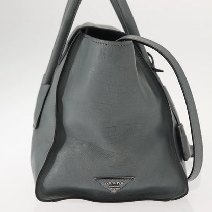 Prada PRADA Hand Bag Leather Gray Silver Authentic 149313