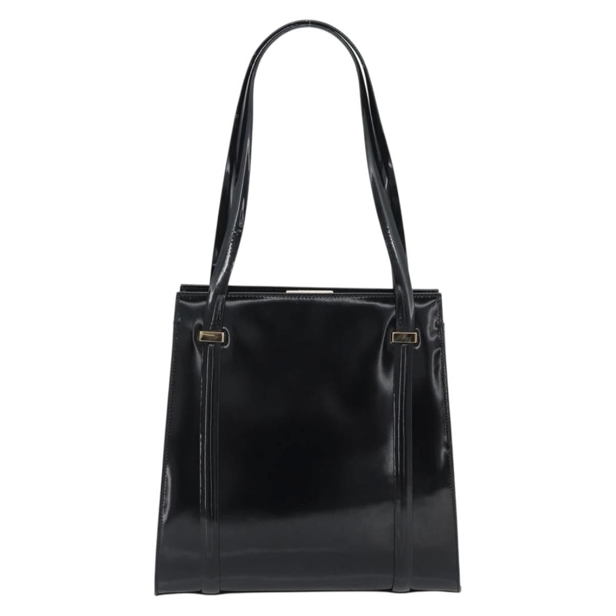 Gucci GUCCI Tote Bag Patent leather Black Gold 001 781 1735 Authentic bs35287