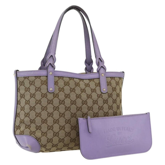 Gucci GUCCI GG Canvas Tote Bag Beige Gold 269878 Authentic ka541