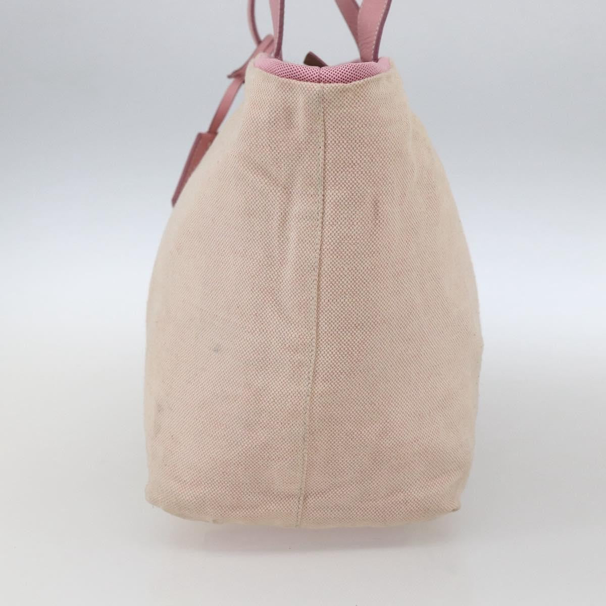 Prada PRADA Tote Bag Canvas Pink Silver Authentic bs33108
