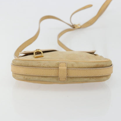 Gucci GUCCI Saddle Shoulder Bag Suede Beige Gold Authentic ep14557