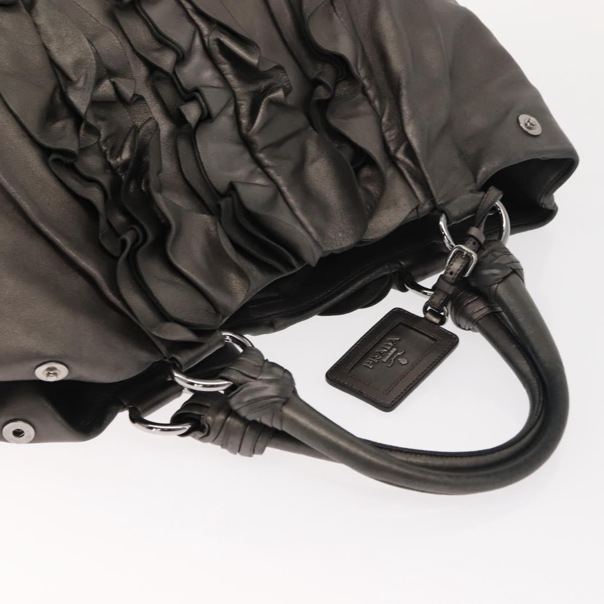 Prada PRADA Tote Bag Leather Gray Silver Authentic 146806