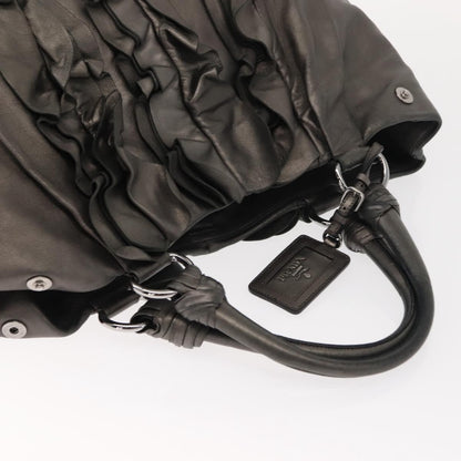 Prada PRADA Tote Bag Leather Gray Silver Authentic 146806