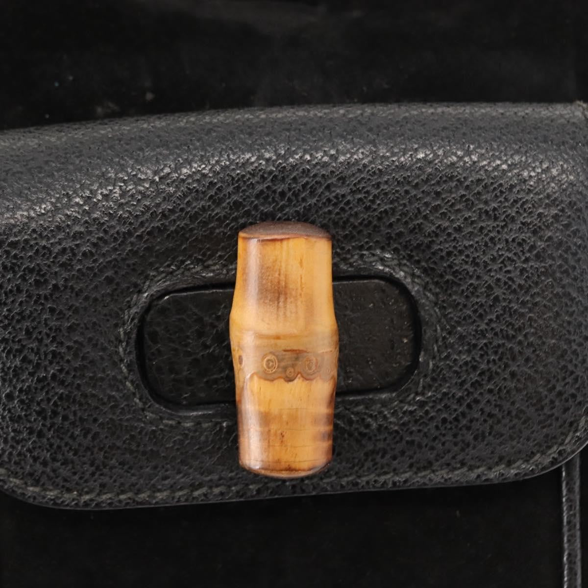 Gucci GUCCI Bamboo Backpack Suede Black Gold 003 58 0030 Authentic ep11366 Bag