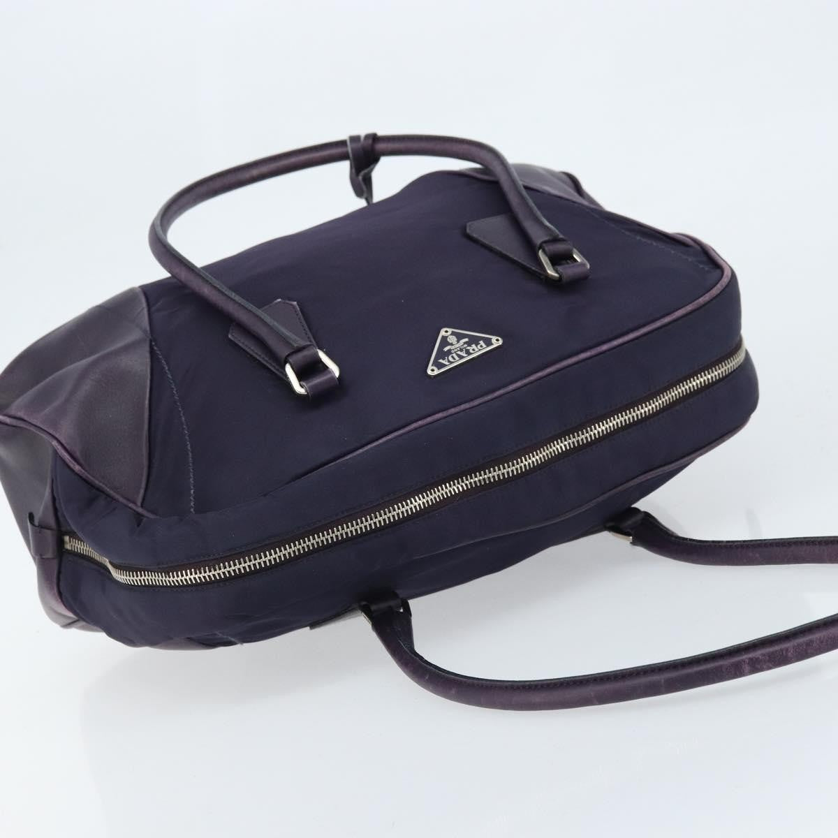 Prada PRADA Boston Bag Nylon Purple Silver Authentic ep13475