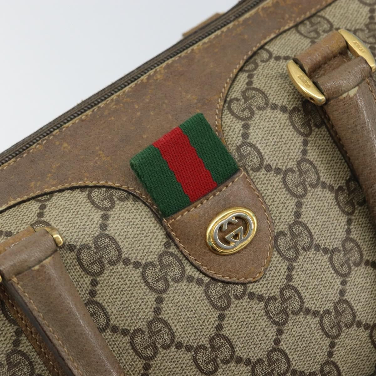 Gucci GUCCI GG Supreme Web Sherry Line Hand Bag PVC Beige 116 02 006 Authentic 162248