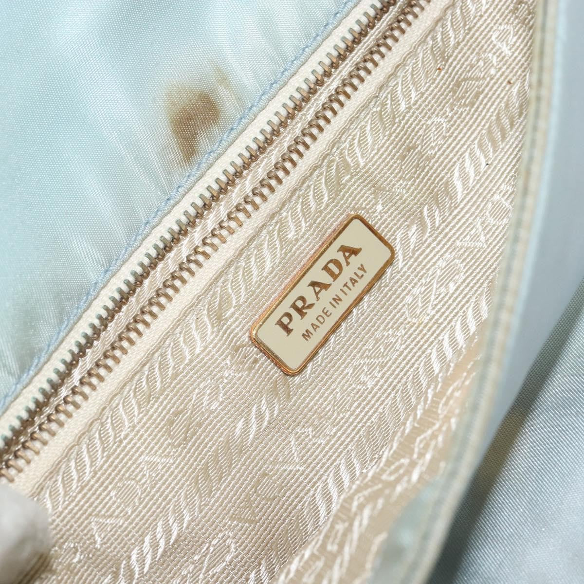 Prada PRADA Shoulder Bag Nylon Light Blue Gold Authentic 143505