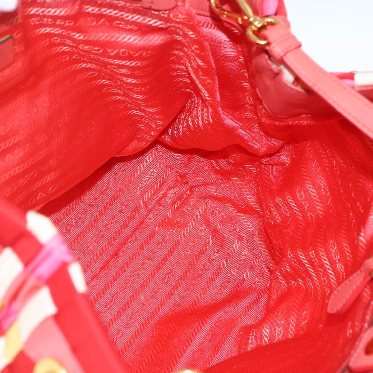 Prada PRADA Hand Bag Nylon 2way Red Gold Authentic 164691