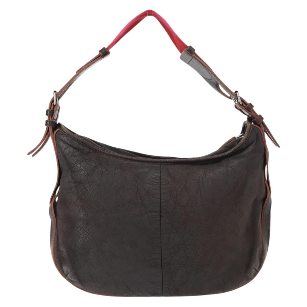 Loewe LOEWE Shoulder Bag Leather Brown Silver Authentic 155631