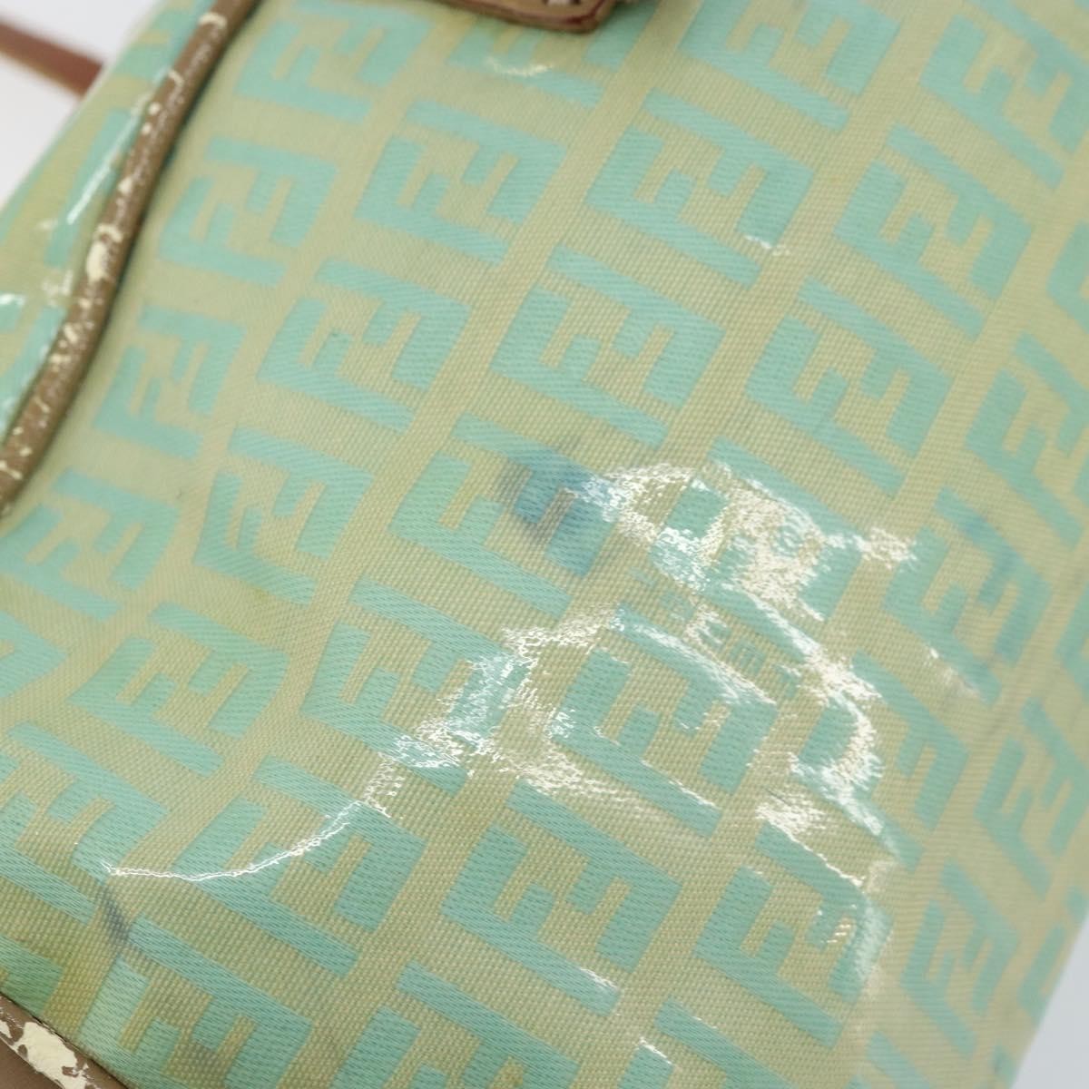 Fendi FENDI Zucchino Canvas Hand Bag Coated Canvas Green Gold Authentic ARZ139