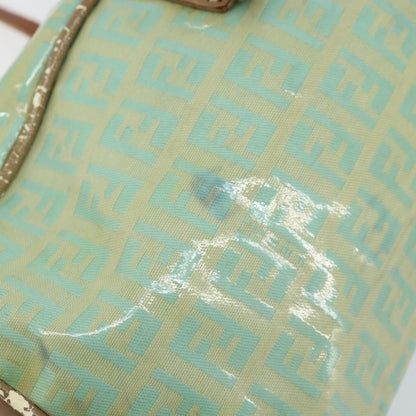 Fendi FENDI Zucchino Canvas Hand Bag Coated Canvas Green Gold Authentic ARZ139