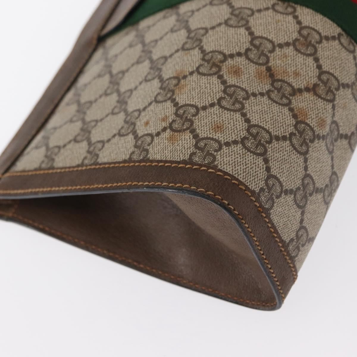Gucci GUCCI GG Supreme Web Sherry Line Clutch Bag PVC Beige 89 01 002 Authentic BA9822