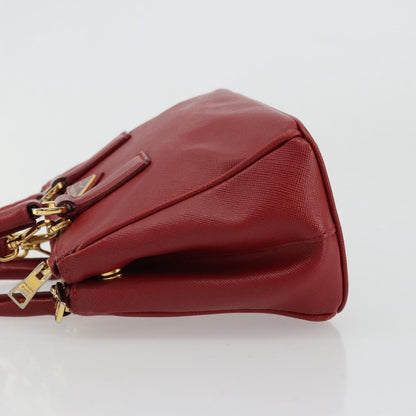 Prada PRADA Hand Bag Safiano leather 2way Red Gold Authentic 179933