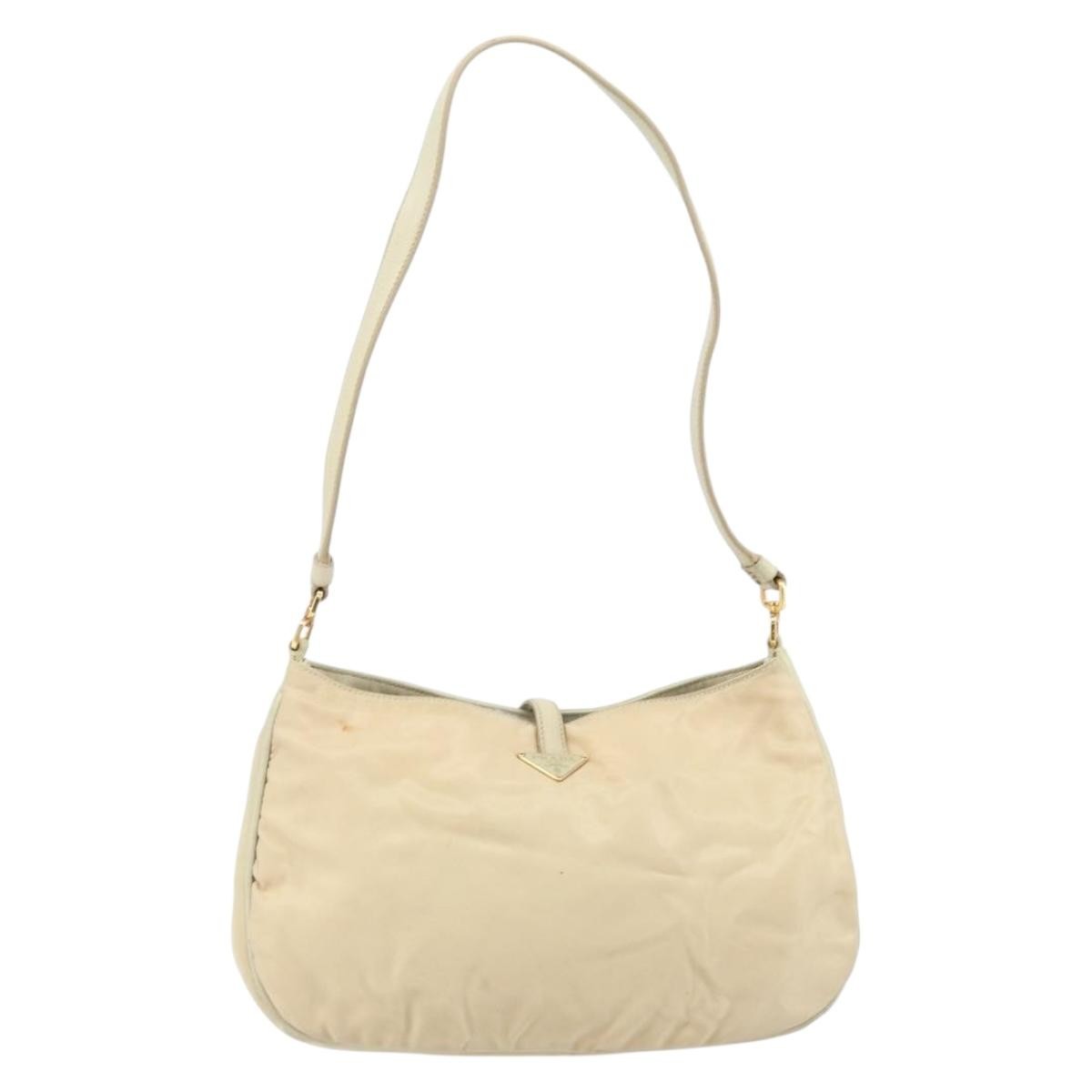 Prada PRADA Shoulder Bag Nylon Beige Gold Authentic LNZ823