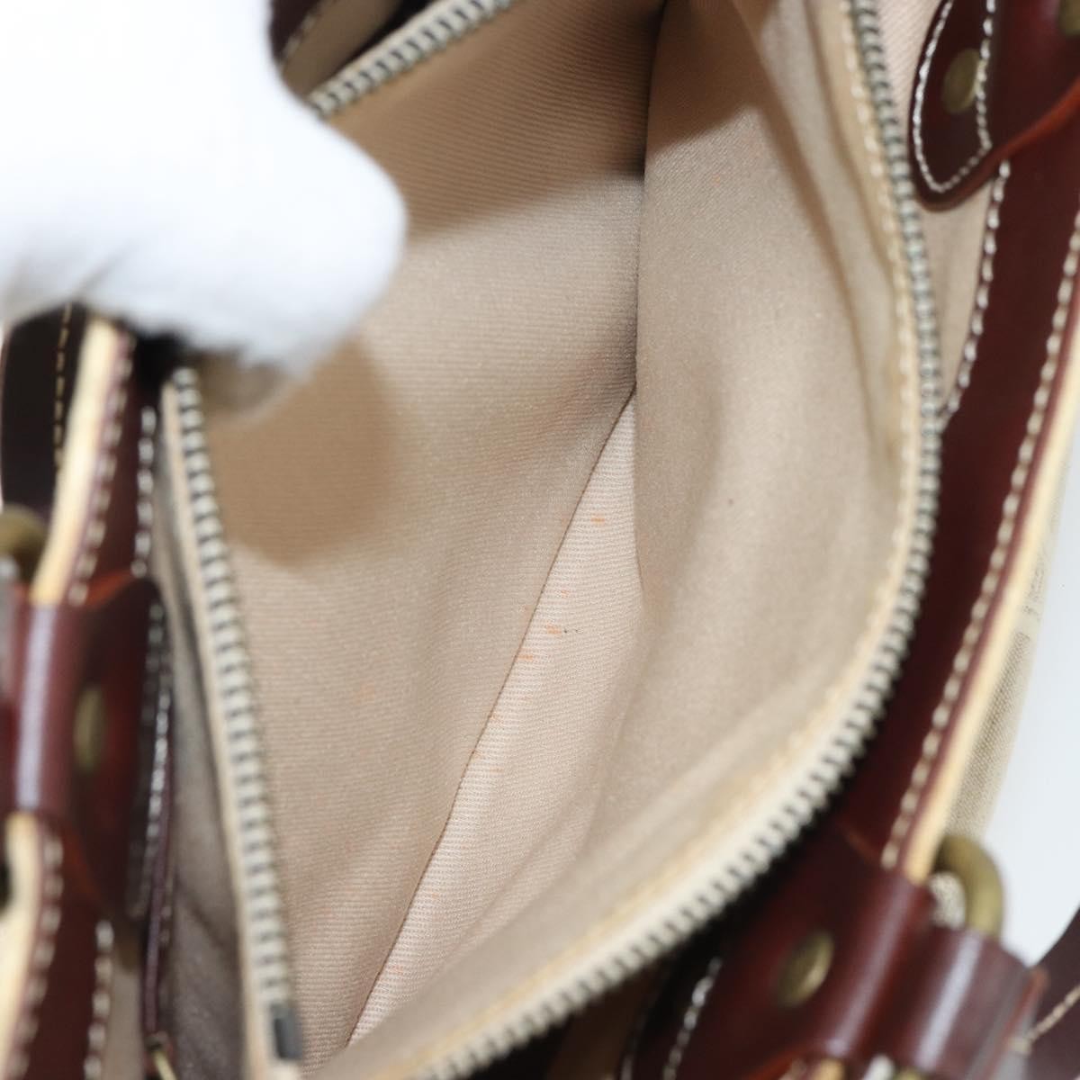Celine CELINE Macadam Canvas Hand Bag Beige Gold Authentic 168626