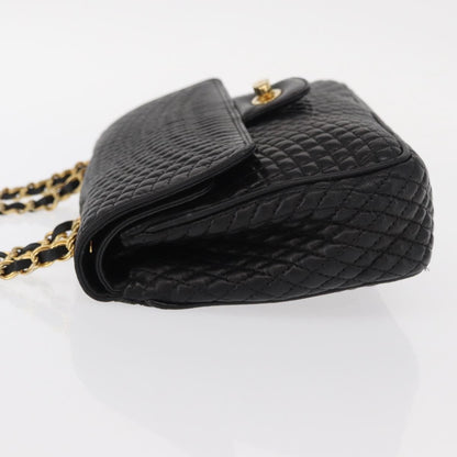 BALLY BALLY Chain Shoulder Bag Leather Black Gold Authentic 157788