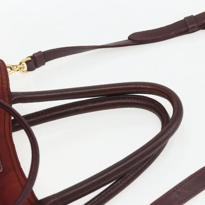 Prada PRADA Hand Bag Nylon 2way Bordeaux Gold Authentic 163074