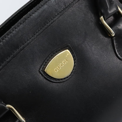 Gucci GUCCI Hand Bag Leather Black Gold Authentic BSZ350