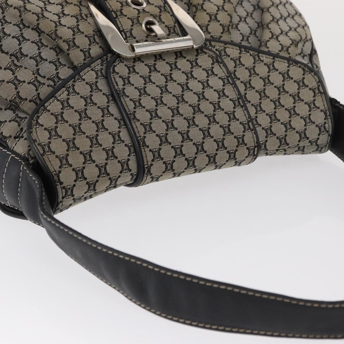 Celine CELINE Macadam Canvas Hand Bag Beige Silver Authentic ep13183