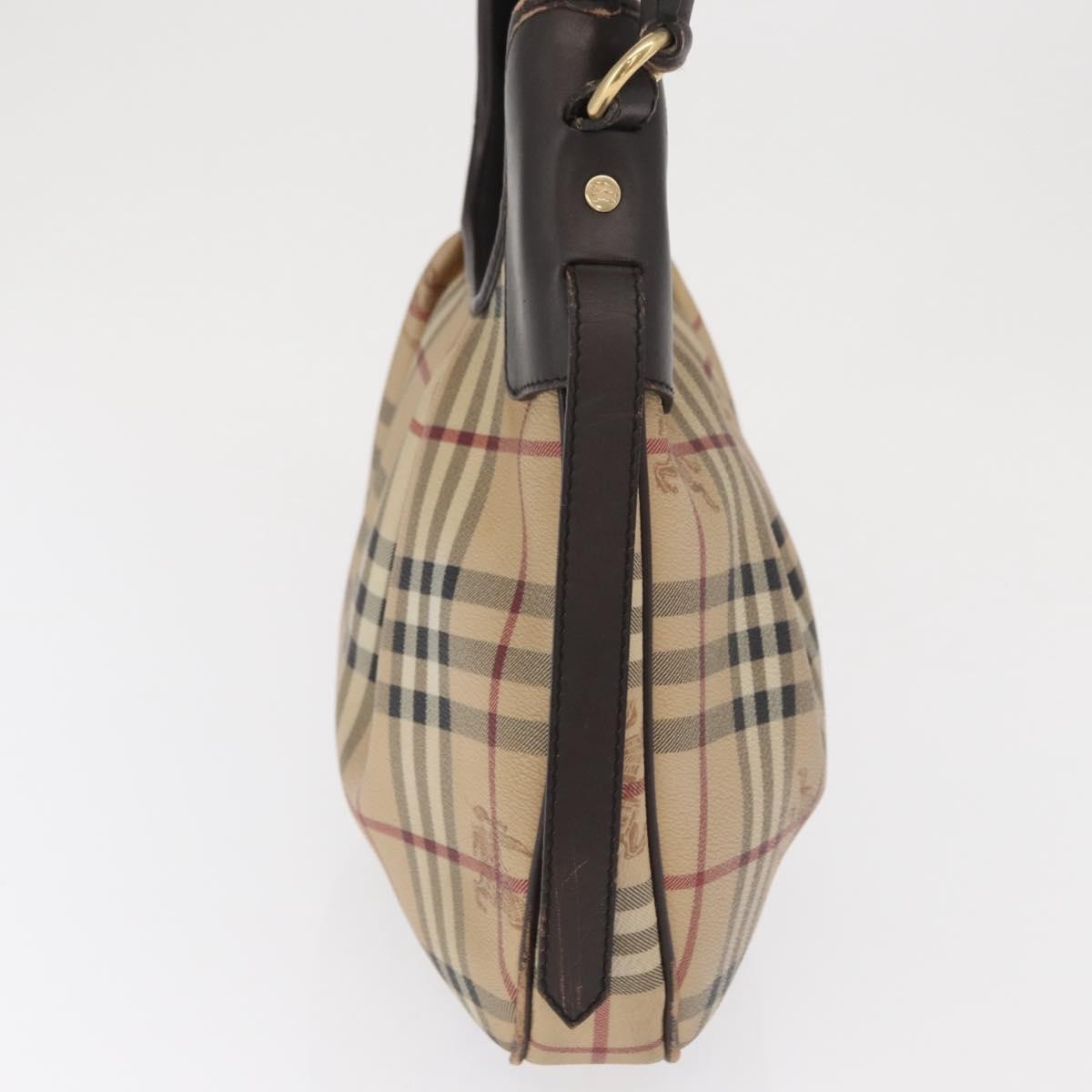Burberry BURBERRY Nova Check Shoulder Bag PVC Beige Gold Authentic 165209