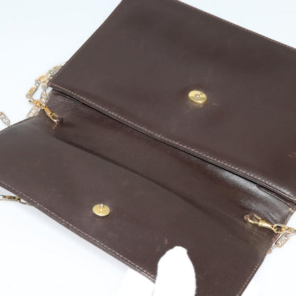 Celine CELINE Chain Shoulder Bag Leather Brown Gold Authentic BA2445