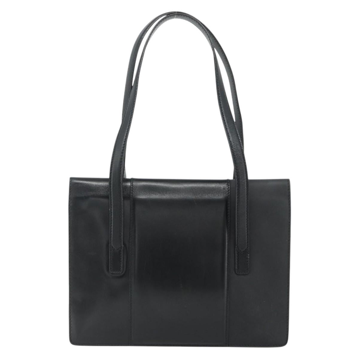 Gucci GUCCI Tote Bag Leather Black Gold Authentic 176030