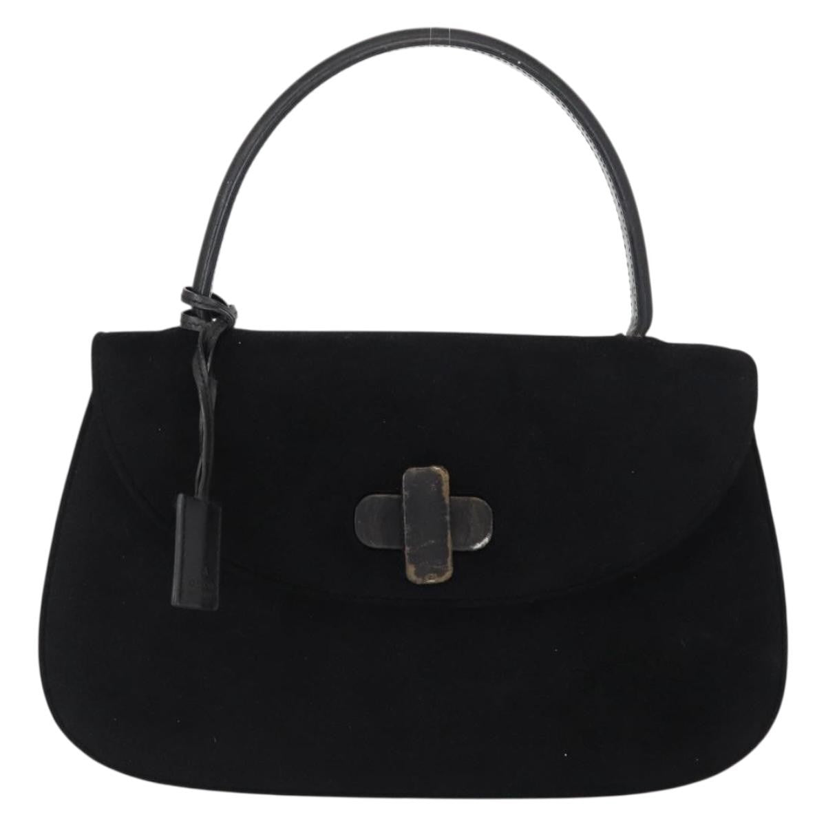 Gucci GUCCI Hand Bag Suede Black Authentic 153123