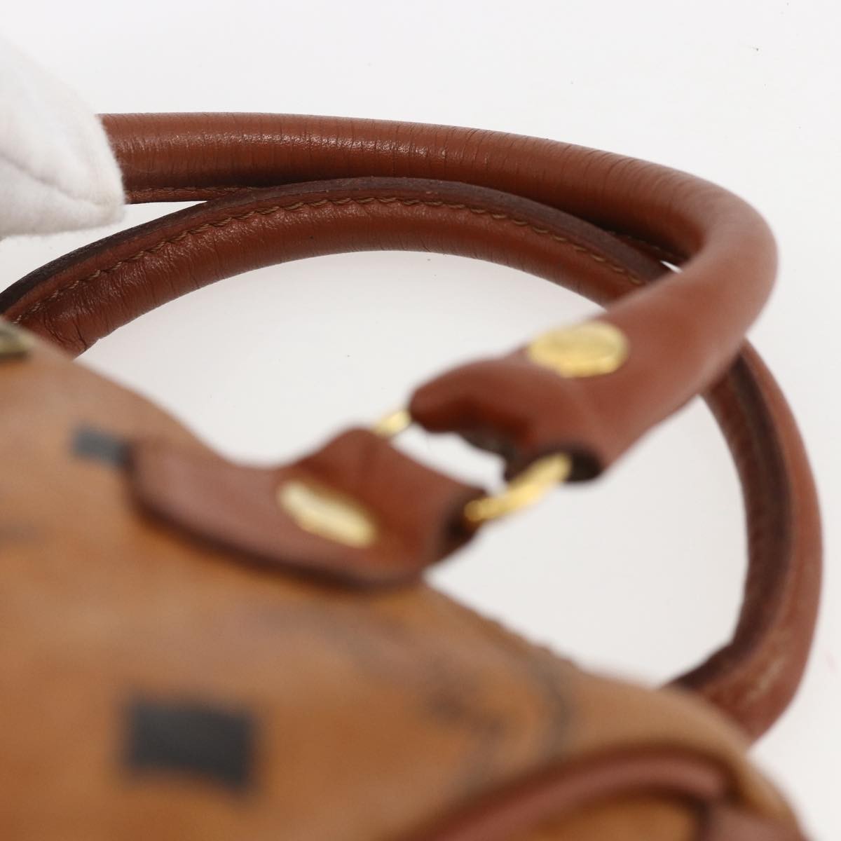 MCM MCM Logogram Vicetos Hand Bag PVC Leather Brown Gold Authentic bs31000