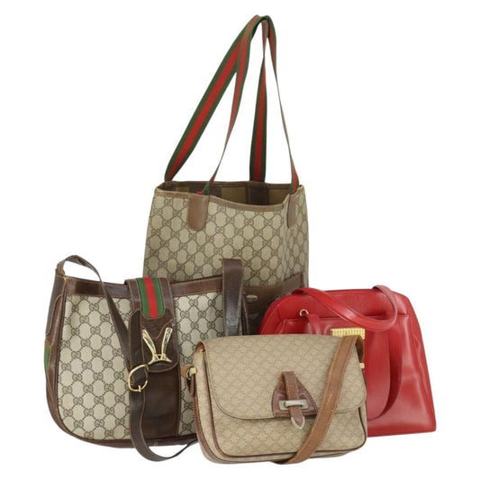 Dior Christian Dior Gucci Celine GG Supreme Bag Leather PVC 4 Set Red Authentic BA9887