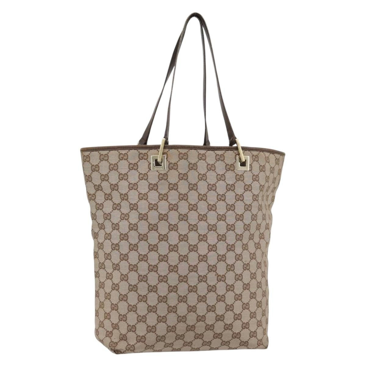 Gucci GUCCI GG Canvas Tote Bag Beige Gold 002 1098 1705 Authentic bs35275