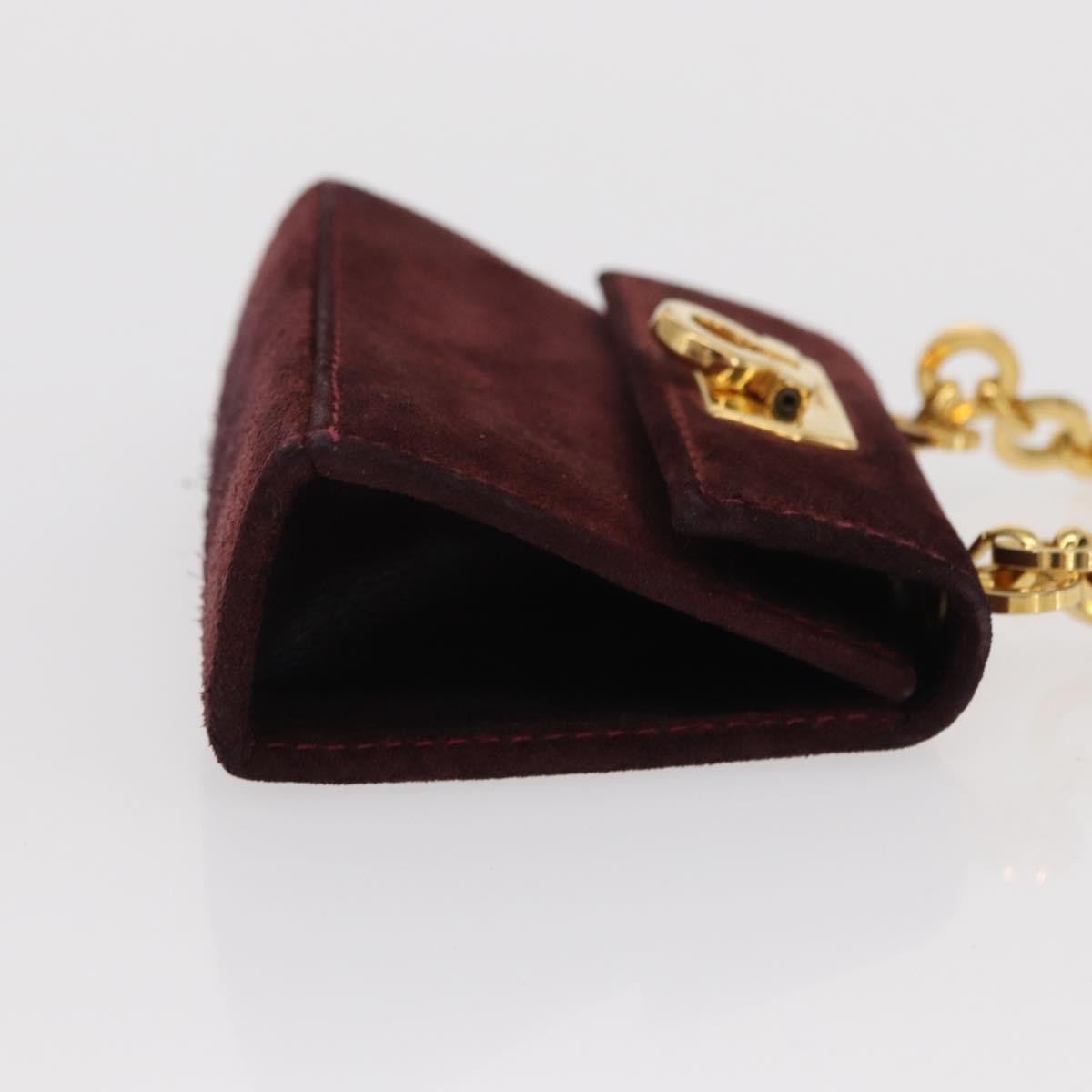 Salvatore Ferragamo Salvatore Ferragamo Chain Gancini Shoulder Bag Suede Purple Gold Authentic 152790