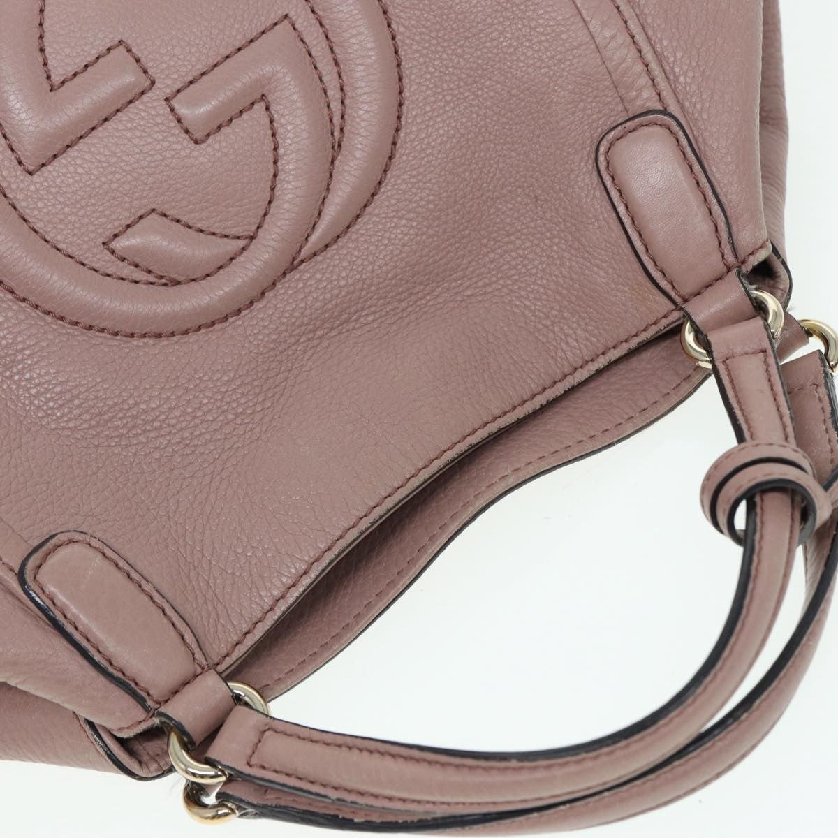 Gucci GUCCI Soho Hand Bag Leather 2way Gold Pink 336751 Authentic am6760