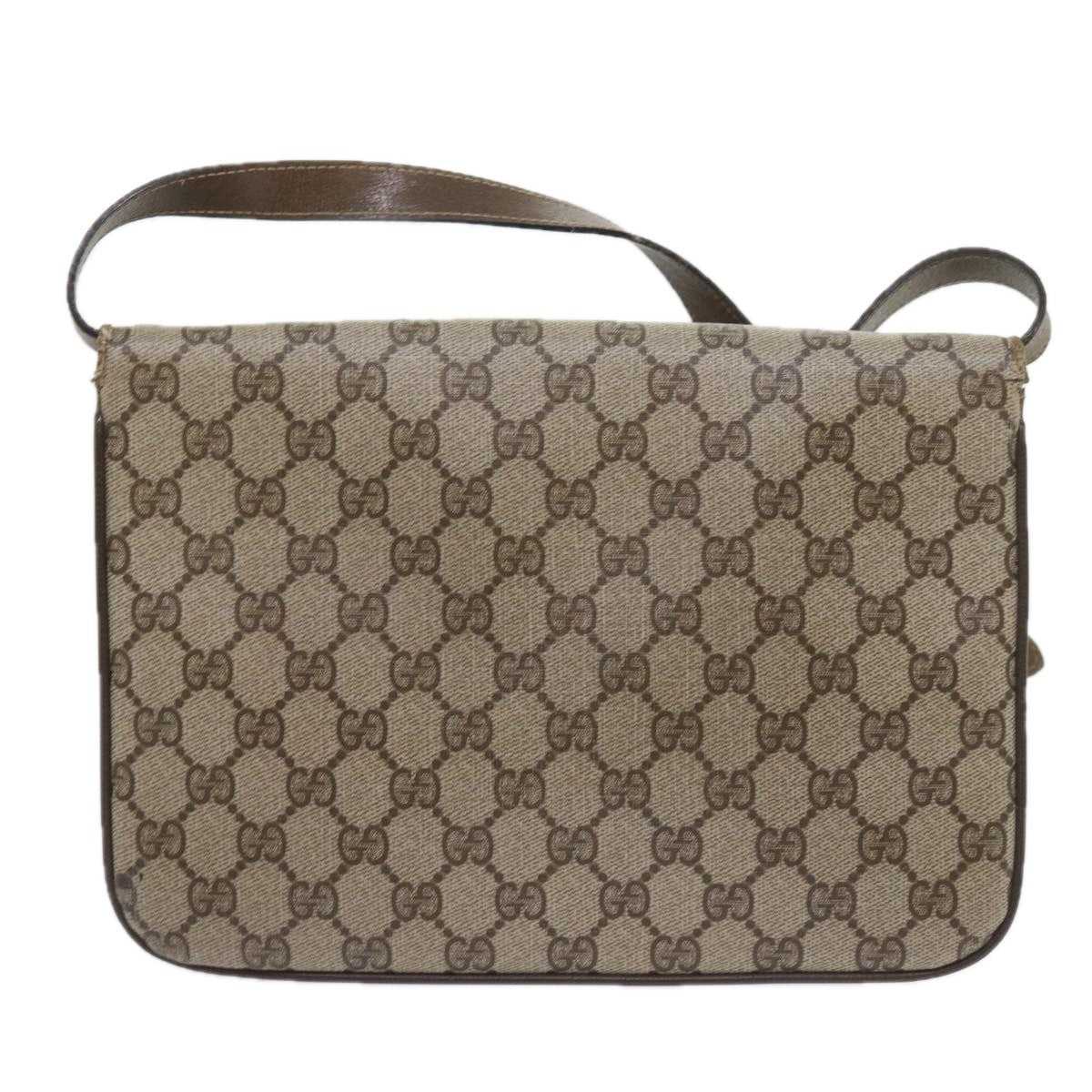 Gucci GUCCI GG Supreme Shoulder Bag PVC Leather Beige Authentic th4221