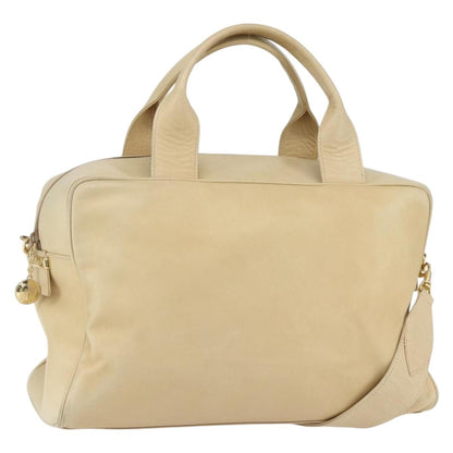 Gucci GUCCI Bamboo Hand Bag Leather 2way Beige Gold Authentic bs31889