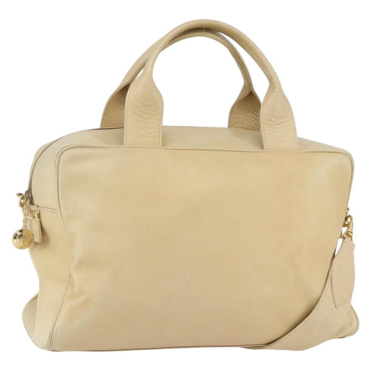 Gucci GUCCI Bamboo Hand Bag Leather 2way Beige Gold Authentic bs31889