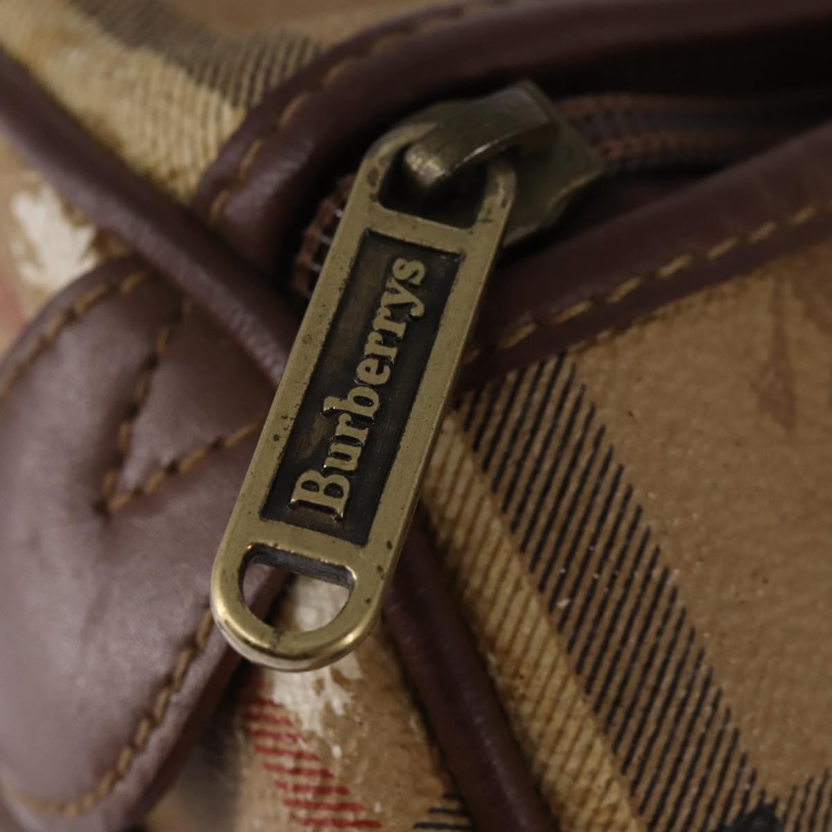 Burberrys Burberrys Nova Check Boston Bag PVC Beige Gold Authentic gh919
