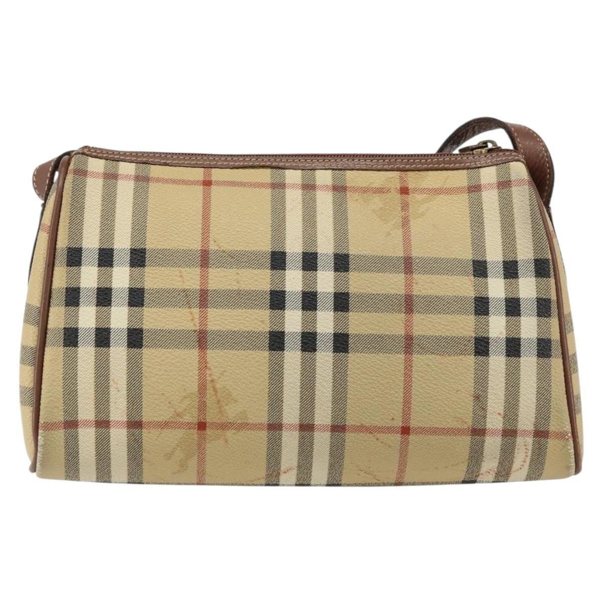 Burberrys Burberrys Nova Check Shoulder Bag PVC Beige Gold Authentic ka004
