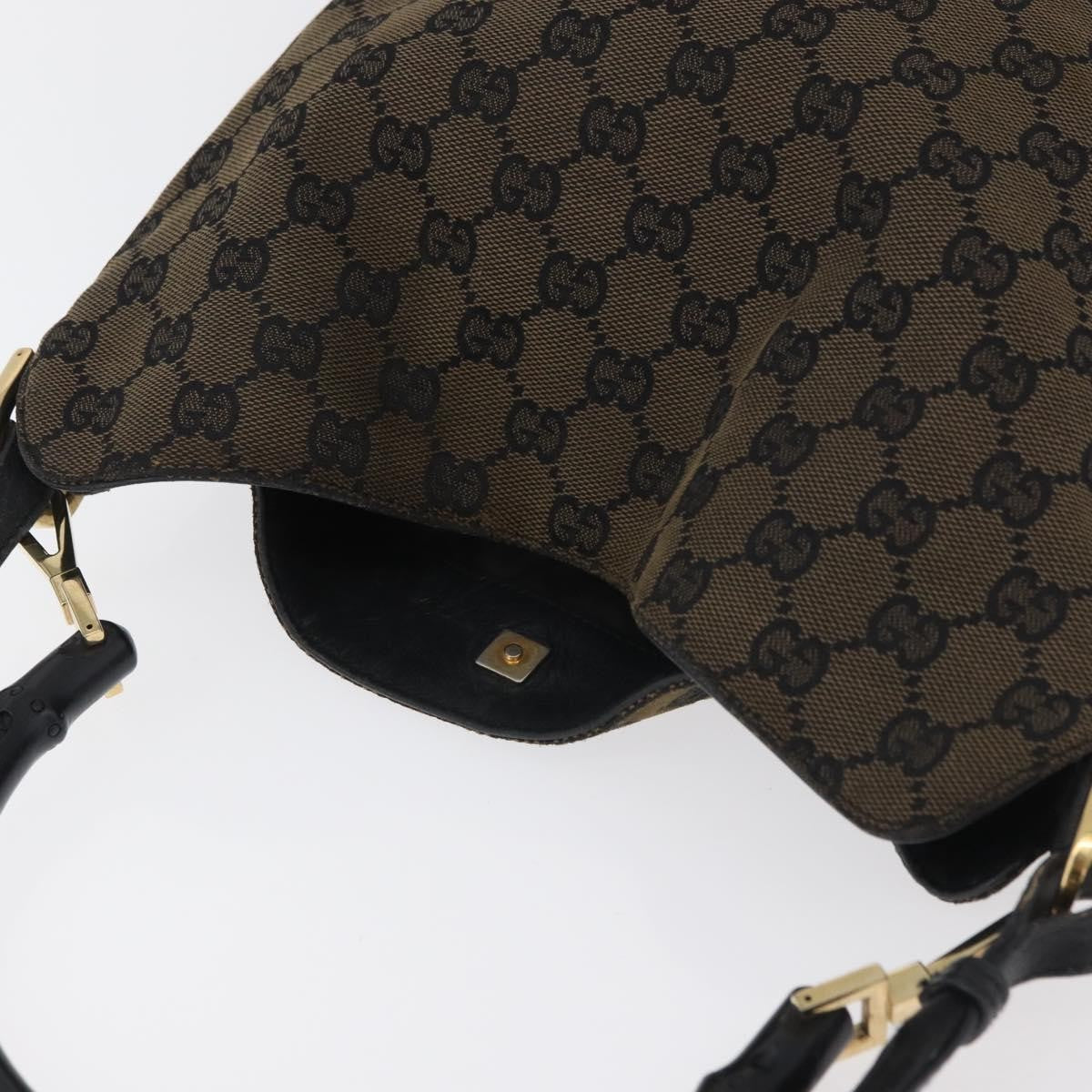 Gucci GUCCI GG Canvas Bamboo Shoulder Bag 2way Navy Gold 001 4058 Authentic 178808