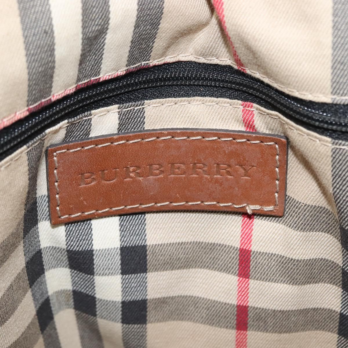 Burberry BURBERRY Hand Bag Leather Brown Gold Authentic ep11577